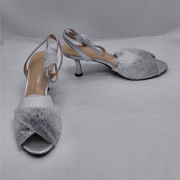 Adrienne Vittadini Womens Heels Size 10 Silver Rhinestone Mesh Dress Sandals NIB - Picture 7 of 12